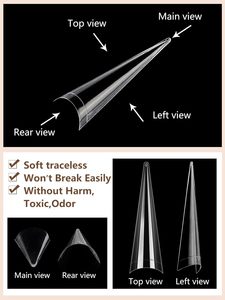 ปลายเล็บสำหรับเล็บอะคริลิคยาว XL ปลายเล็บปลอมแบบใสยาวไม่มีรอยนิ่มปลายเล็บปลอมทรงสี่เหลี่ยมเรียวยาวครึ่งปก - Product Image 3