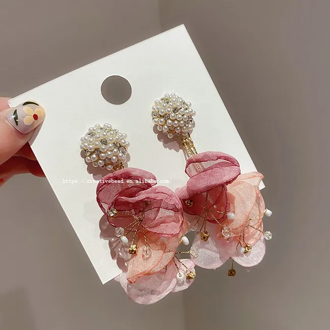 Brincos para mulheres estilo misto 2021, flor coreano colorido brincos de moda doce flor brinco para mulheres jóias