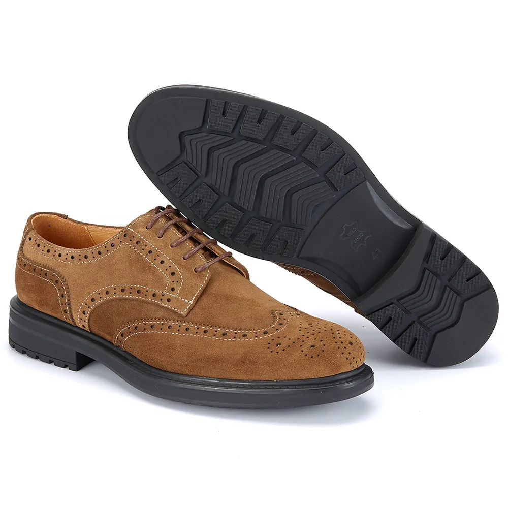 Nouvelle mode chaussures Derby en cuir de vachette de qualité supérieure chaussures habillées en daim de style richelieu chaussures formelles marron durables de bureau d'affaires