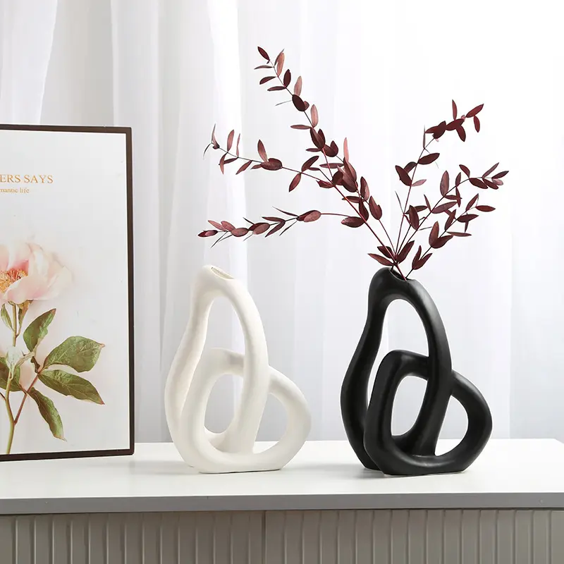 Creativo en forma de corazón nórdico hogar florero de cerámica decoración sala de estar TV gabinete arte arreglo floral decoración Simple