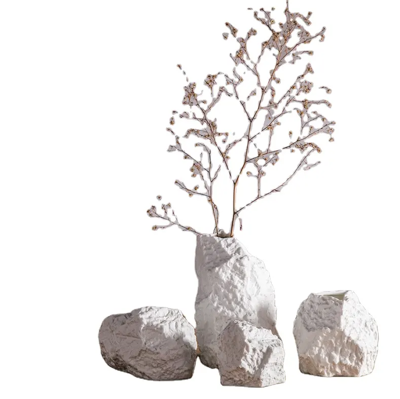 Vaso de cerâmica para decoração de casa, vaso de flores de pedra criativo moderno, acessório de presente para decoração de casa