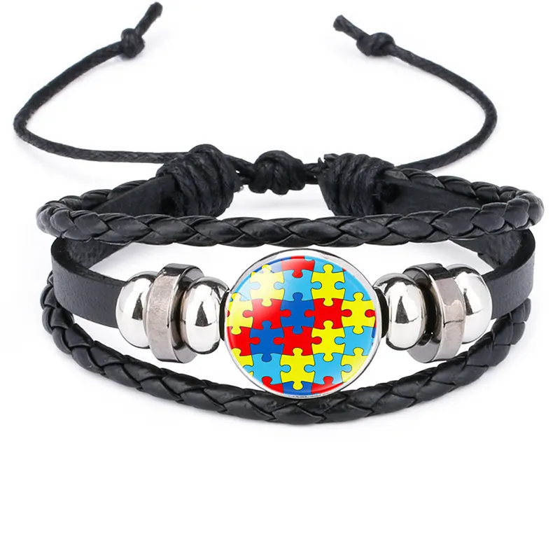 Fabbrica Autismo Guerriero Puzzle Di Puzzle Pezzi Nonna Nana Mamma Papà Zia Figlia Figlio Autism Awareness Braccialetti del Nastro per Le Donne