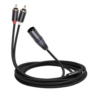 RCA至2 XLR 3针音频电缆公对公电缆连接混音控制台、麦克风、录音机、放大器线路输出 - Product Image 1