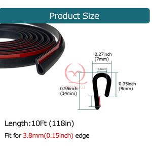 ยางรถยนต์ EPDM / PVC รูปตัว U แถบปิดขอบตู้แถบปิดผนึกโต๊ะกระจกแถบยางป้องกันขอบกันกระแทก - Product Image 2