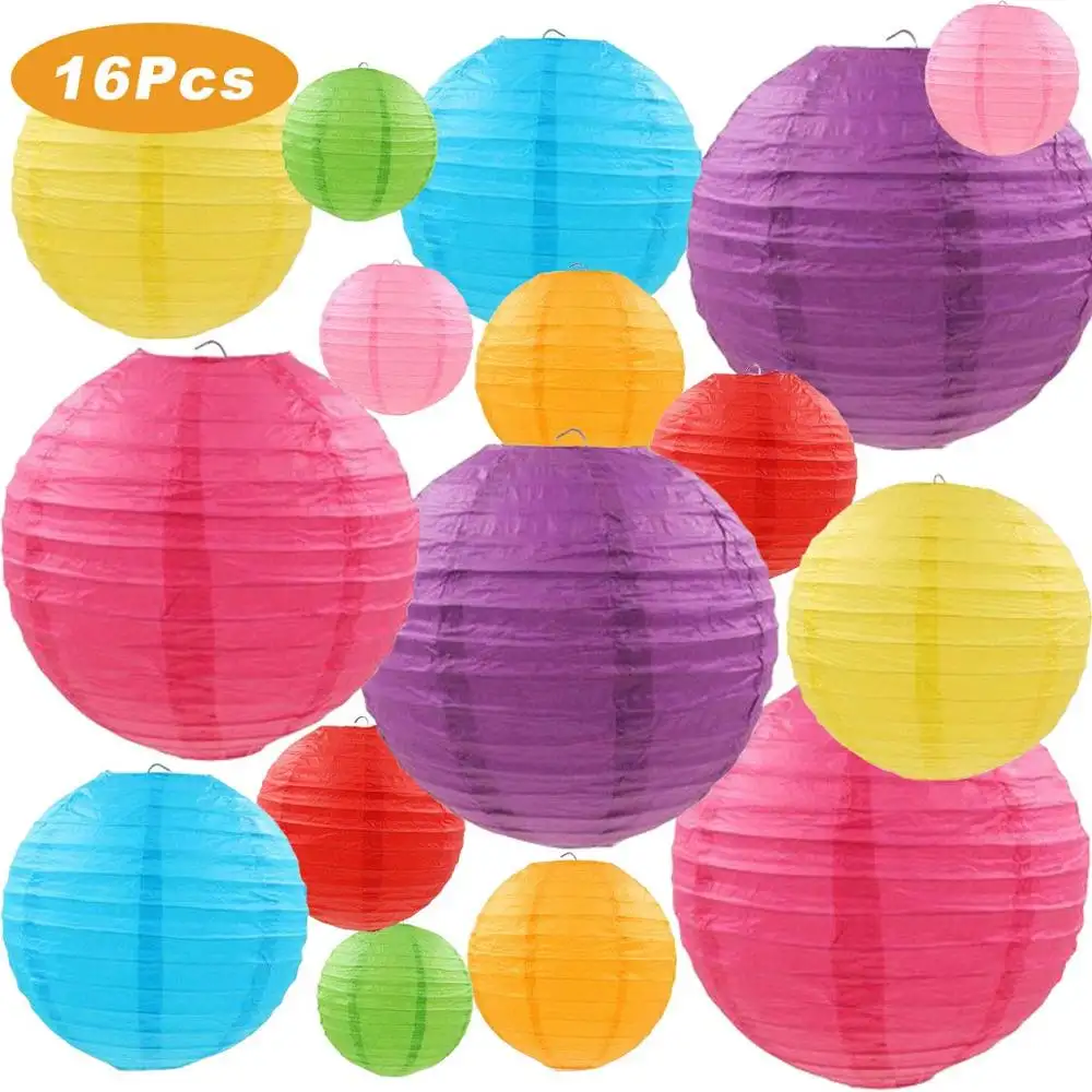 Linternas de papel coloridas, decoración colgante de papel japonés chino, linternas de bola