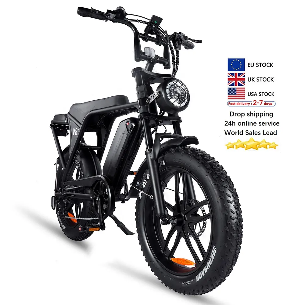 OUXI V8 3.0 iki kişilik bisiklet elektrikli bisiklet 20 "yağ lastik dağ Fatbike kargo bisikletleri 250w hibrid ebike tasarım e bisiklet Off Road