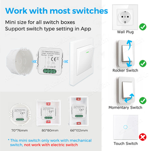 Tuya <strong>Zigbee</strong> Smart Mini Switch <strong>Module</strong> Relay No Neutral Wire 2 Way Control 1 2 3 4 Gang works with Alexa Google Home <strong>Zigbee</strong> - Product Image 5