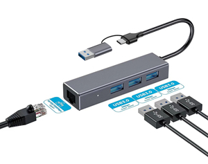 Logo personalizzato 10 / 100 / 1000Mbps USB a RJ45 adattatore USB 3.0 a rete Ethernet adattatore con 3 USB 3.0 hub - Product Image 6
