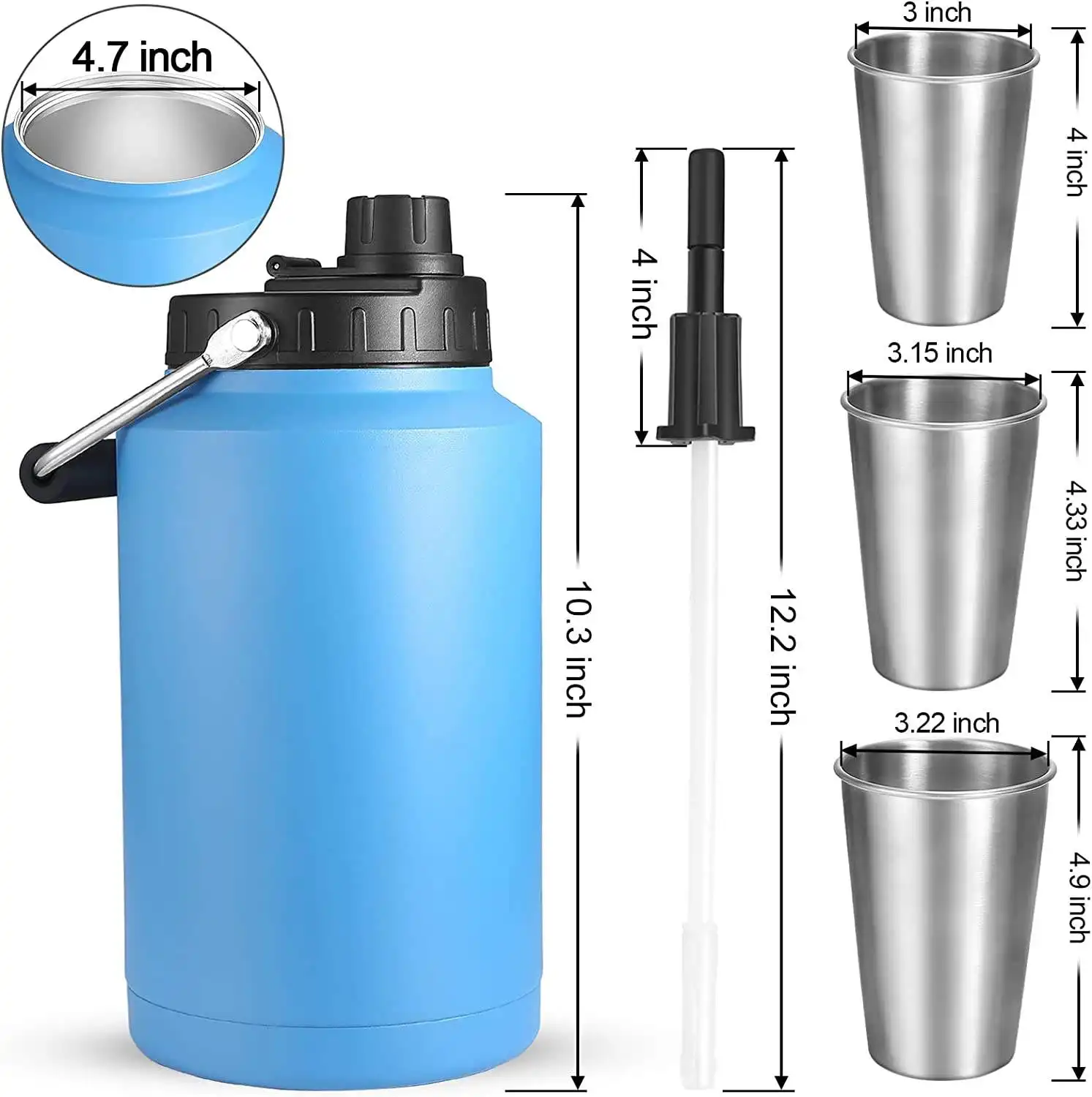 Biểu tượng tùy chỉnh cắm trại ngoài trời Jug BPA free 1 gallon thép không gỉ cách nhiệt chai nước chân không