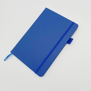 Cuaderno de cuero PU azul A5 con logotipo personalizado, regalo de negocios con hilo de estilo impreso, encuadernación de costura, lazo y bolsillo - Product Image 2