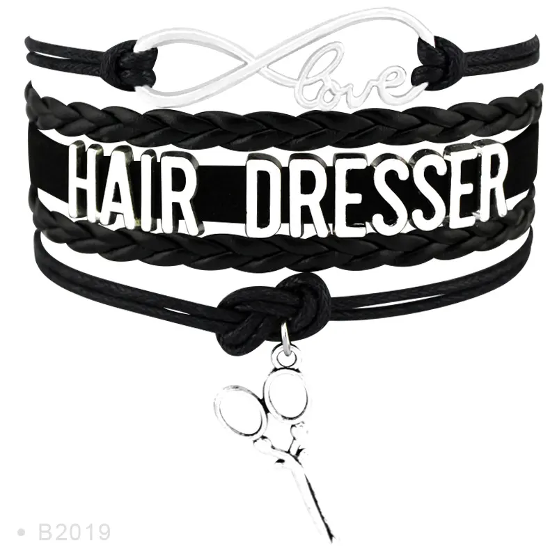 Peluquero estilista de fábrica, tijeras de peluquero, Charm, tatuajes artísticos, pulseras de esteticista para mujeres y hombres