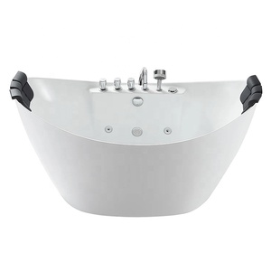 バスタブスパマッサージ浴槽ジャグジー付きアクリル固体表面楕円形バスルーム2人用 - Product Image 3