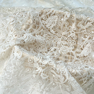 YY nouvelle mode Floral feuille Design Nylon maille Base fil de coton luxe paillettes dentelle broderie tissu pour vêtements et mariage - Product Image 1