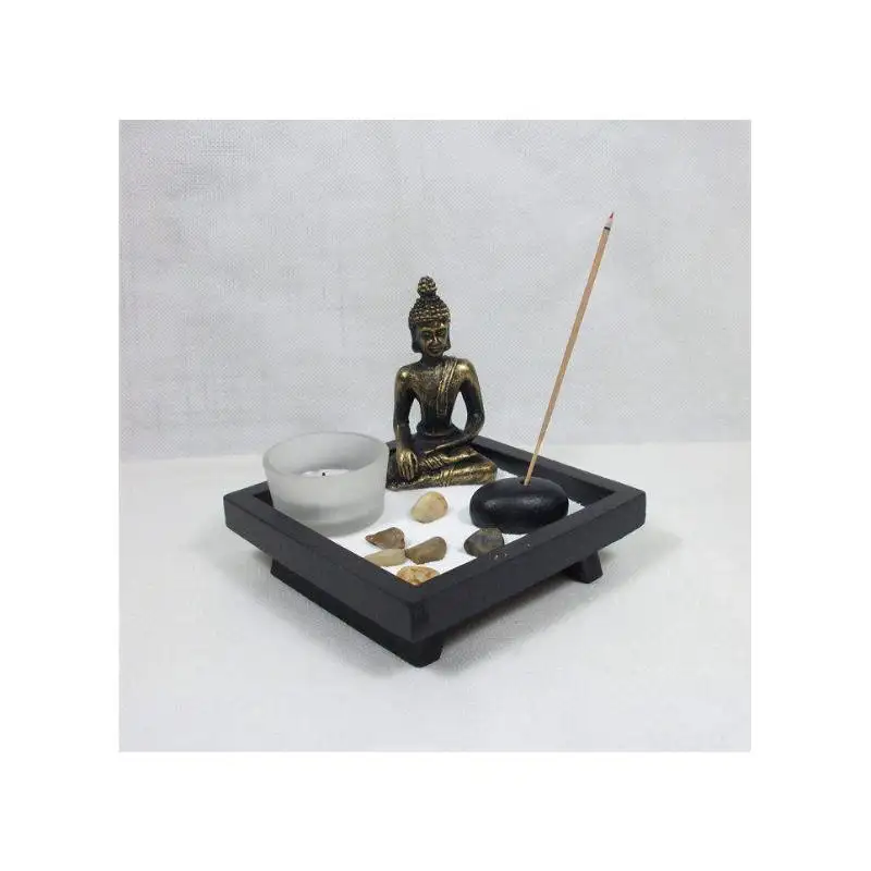 Personalizado de alta calidad resina Zen arena jardín Oficina hogar Mesa decoración Mini Zen jardín Kit para relajación meditación