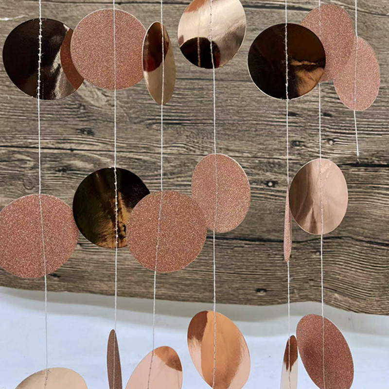 colorful Rose gold round disc with glittery