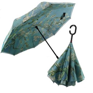 批发带标志印花的雨伞定制双层由内而外的C形手柄设计倒置折叠反向雨伞 - Product Image 6