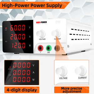 KUAIQU-Fuente de alimentación de CC para laboratorio de sobremesa, ajustable y estable, de alta potencia, 60V, 20A, 1200W, pantalla LED de 4 dígitos, 220V - Product Image 5