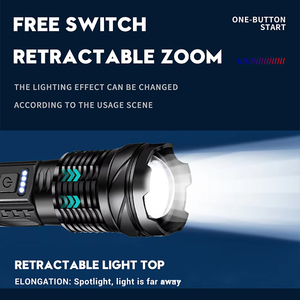 超明るい懐中電灯戦術懐中電灯充電式ズーム付き11000 MAh LCD <span class=keywords><strong>4</strong></span>モード防水キャンプハイキング用