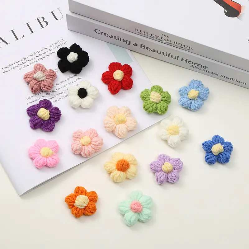 3D вязаные крючком Пузырьковые цветы в разноцветной хлопковой пряже-идеально подходят для вязания крючком нашивок и цветочных нашивок с вышивкой