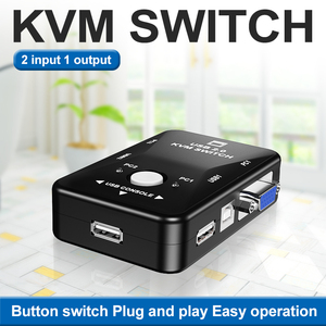 cantell 2端口VGA KVM开关2路VGA开关盒手动USB 2.0鼠标键盘手动usb KVM开关 - Product Image 3