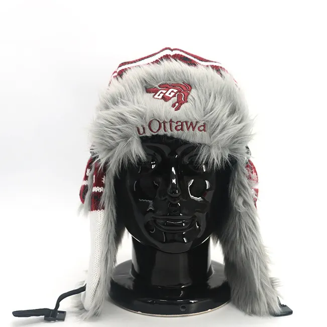Atacado malha pele Homens Mulheres Inverno Quente Personalizado faux Fur Trapper Ushanka Hat