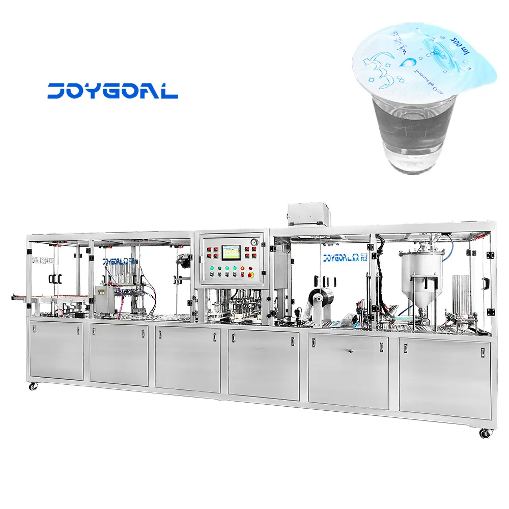 Mesin Penyegel Cangkir Air dan Mesin Pengemas Gelas Plastik Kecil Mesin Pengisi dan Penyegel Pengisian dan Penyegelan Air Otomatis