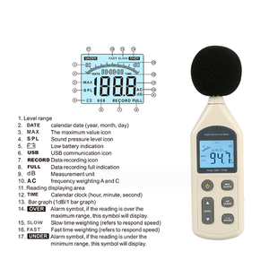 Medidor de nivel de sonido GM1356 con probador de ruido Digital USB Pantalla LCD Audio Describir medidor Decibel Monitor Probador de presión - Product Image 5