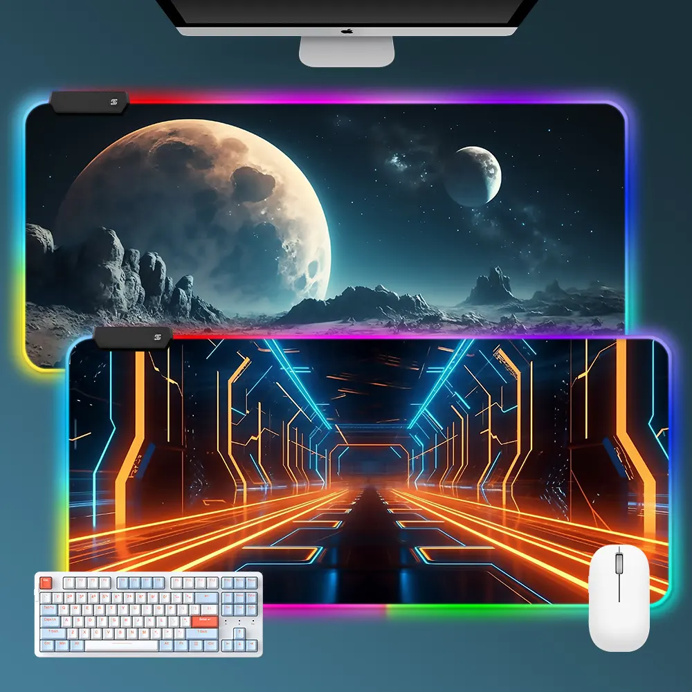 F1 RGB tapis de bureau Sublimation Logo personnalisé impression accessoires informatiques créatifs tapis de souris étendu tapis de souris de jeu RGB avec concentrateur Usb