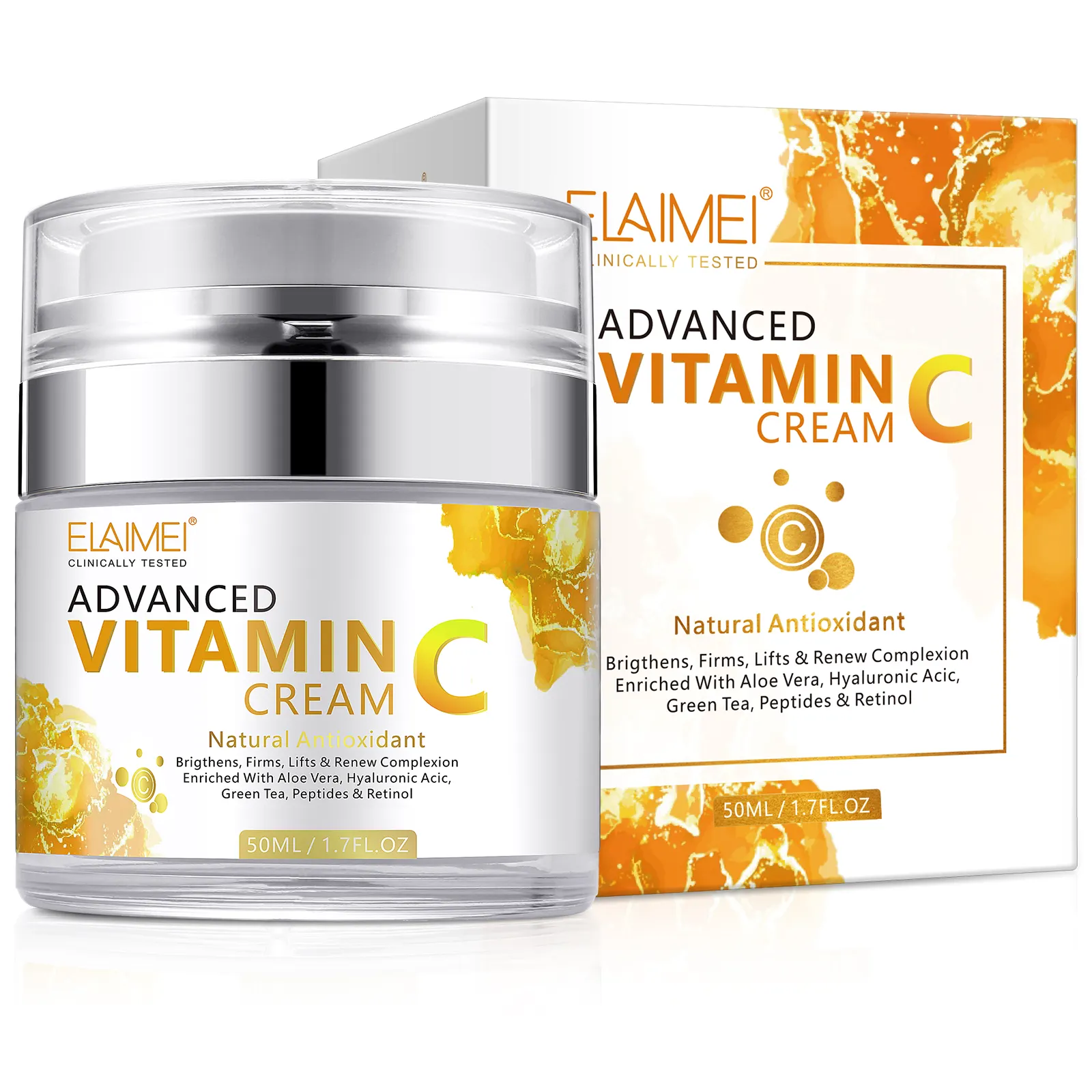 ELAIMEI-Crema de colágeno antienvejecimiento, crema de presión para reafirmar la piel, vitamina C