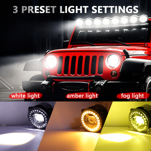 Espumoso 12V-24Vアルミニウム4インチLEDフォグライトDRLラウンドフォグランプIP67防水LEDフォグドライビングライトForJeeps Wranglers ATV - Product Image 3