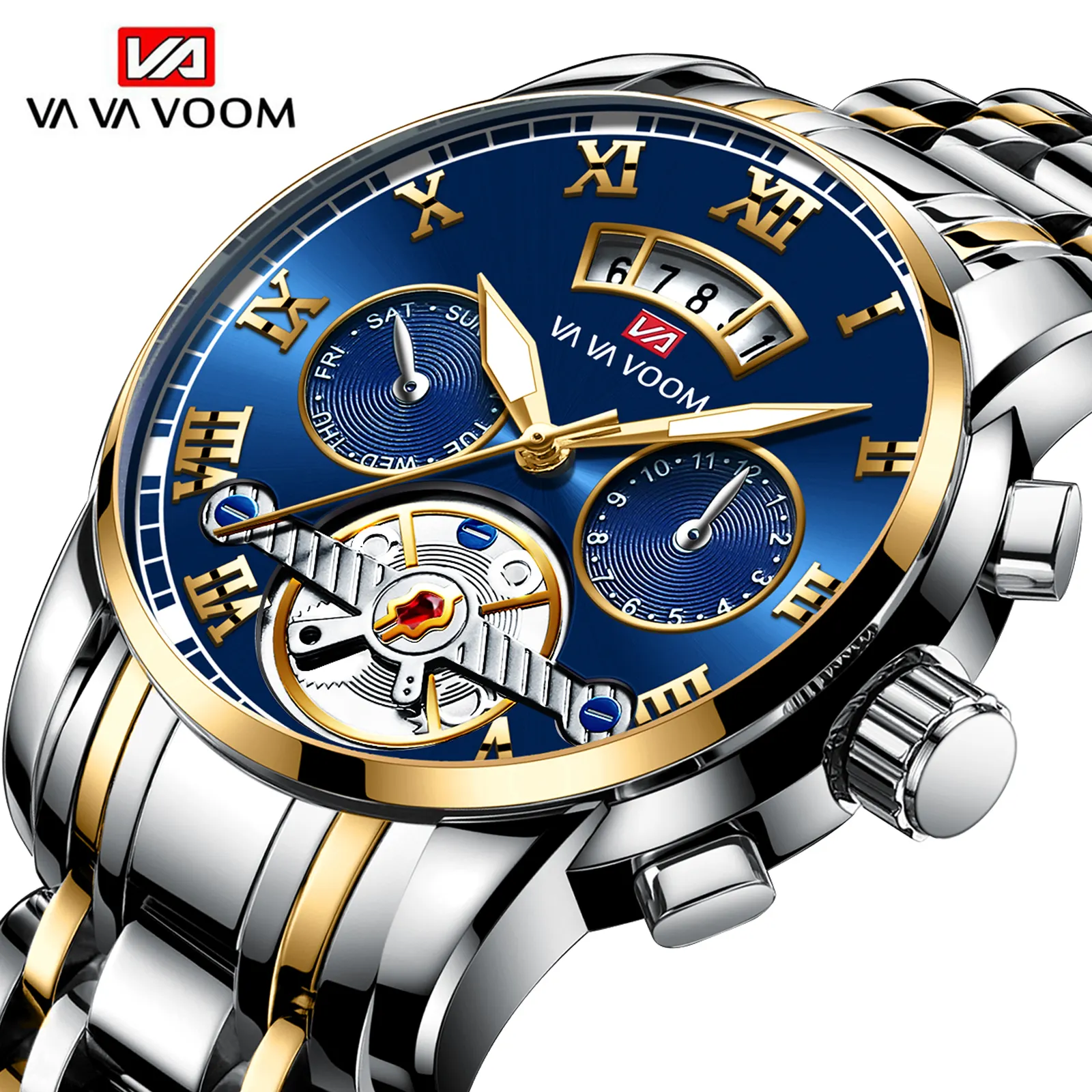 VAVA VOOM 2453 luxe fabriqué en chine montre à quartz pour homme élégant bracelet en acier inoxydable chronographe lumineux en stock montre d'affaires