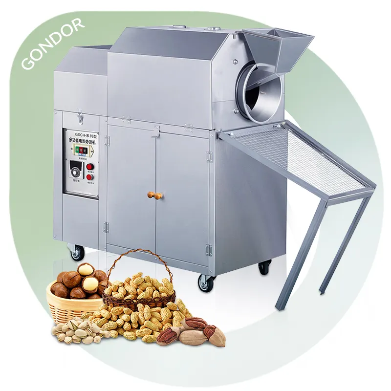 Grain-Roaster 25kg Gaz Petite Échelle Cacahuète Noix Torréfacteur Saveur Portable Fève De Cacao Machine De Traitement pour Noix