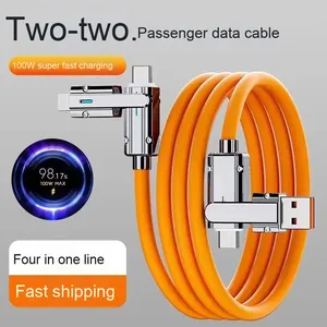 GEEK สายชาร์จเร็ว2-in-1, 4-in-1ชนิด C USB โทรศัพท์มือถือสายชาร์จพีวีซี180องศามุมขวา2เมตรสำหรับหูฟัง - Product Image 2