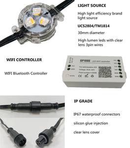 1903 30mm <strong>Led</strong> Point Lights RGB <strong>LED</strong> 12V String Light Individually Addressable Waterproof Full Color <strong>Led</strong> Pixel Light - Product Image 4
