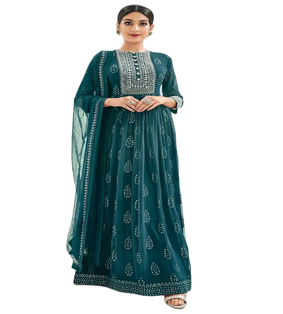 Estilo indio pakistaní Salwar Kameez/Sarara/Gharara/Sharara Heavy Worked Party Wear Shalwar Kameez Kurti Precio bajo