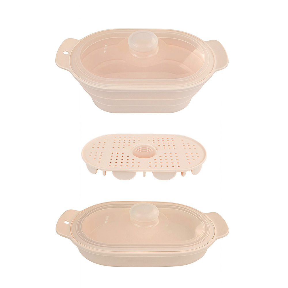 Rectangular beige steamer rack-foldable