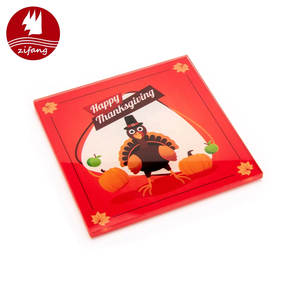 批发低价定制3d打印玻璃垫彩色方形咖啡饮料纸杯垫可爱杯垫饮料