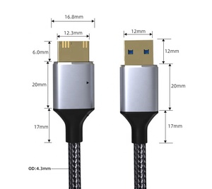 Seagate WD Western Digital SamsungSanDisk <span class=keywords><strong>Toshiba</strong></span>ハードドライブ用のUSB3.0からMICRO-BUSB3.0へのポータブルハードディスクデータケーブル