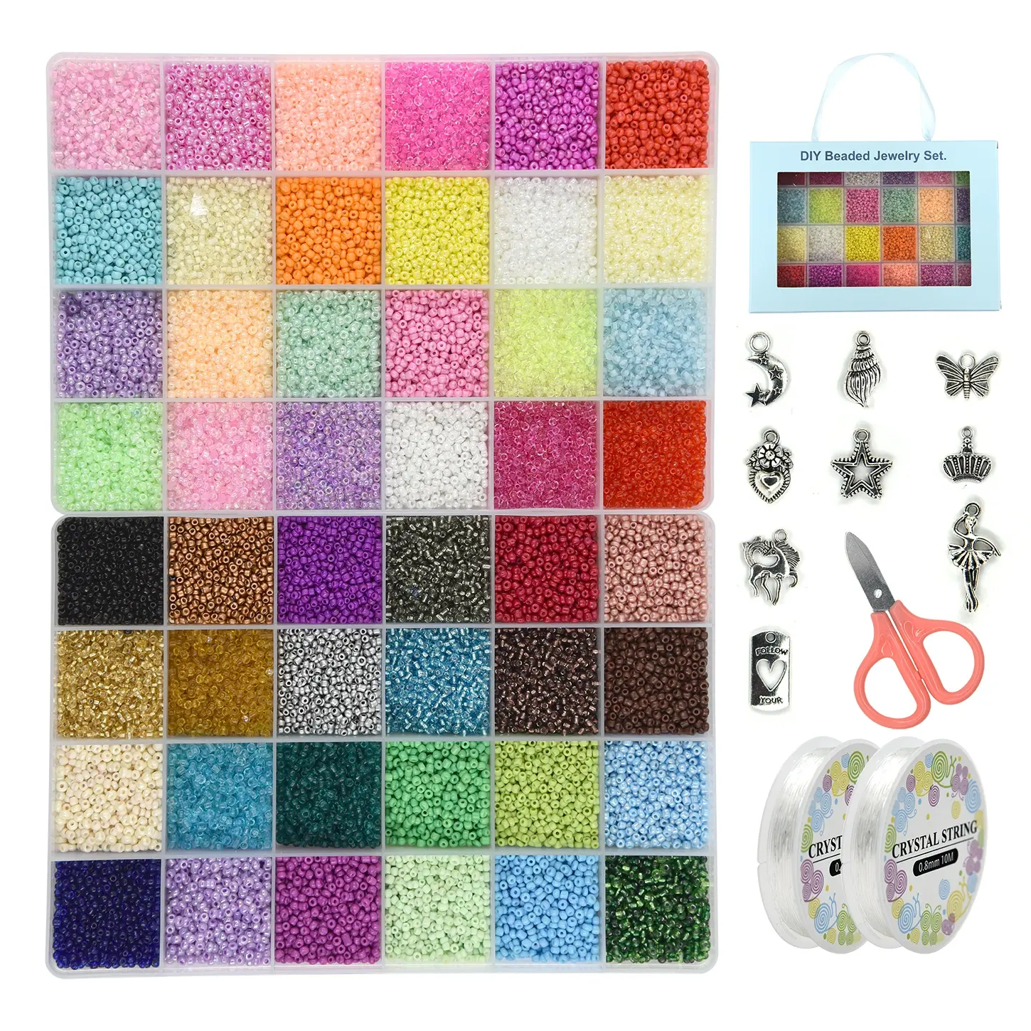 Accesorios hechos a mano 48 colores DIY Beed 2mm 12/0 cuentas de semillas de vidrio juego artesanal para la fabricación de pulseras de joyería