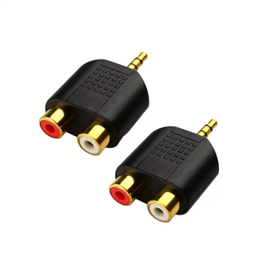 <strong>1</strong>/8&quot; 3.5mm Stereo Mini Plug to dual <strong>2</strong> <strong>RCA</strong> Female Jack <strong>Splitter</strong> Audio Connector for Stereo Audio Video Cable Convert - Product Image 1
