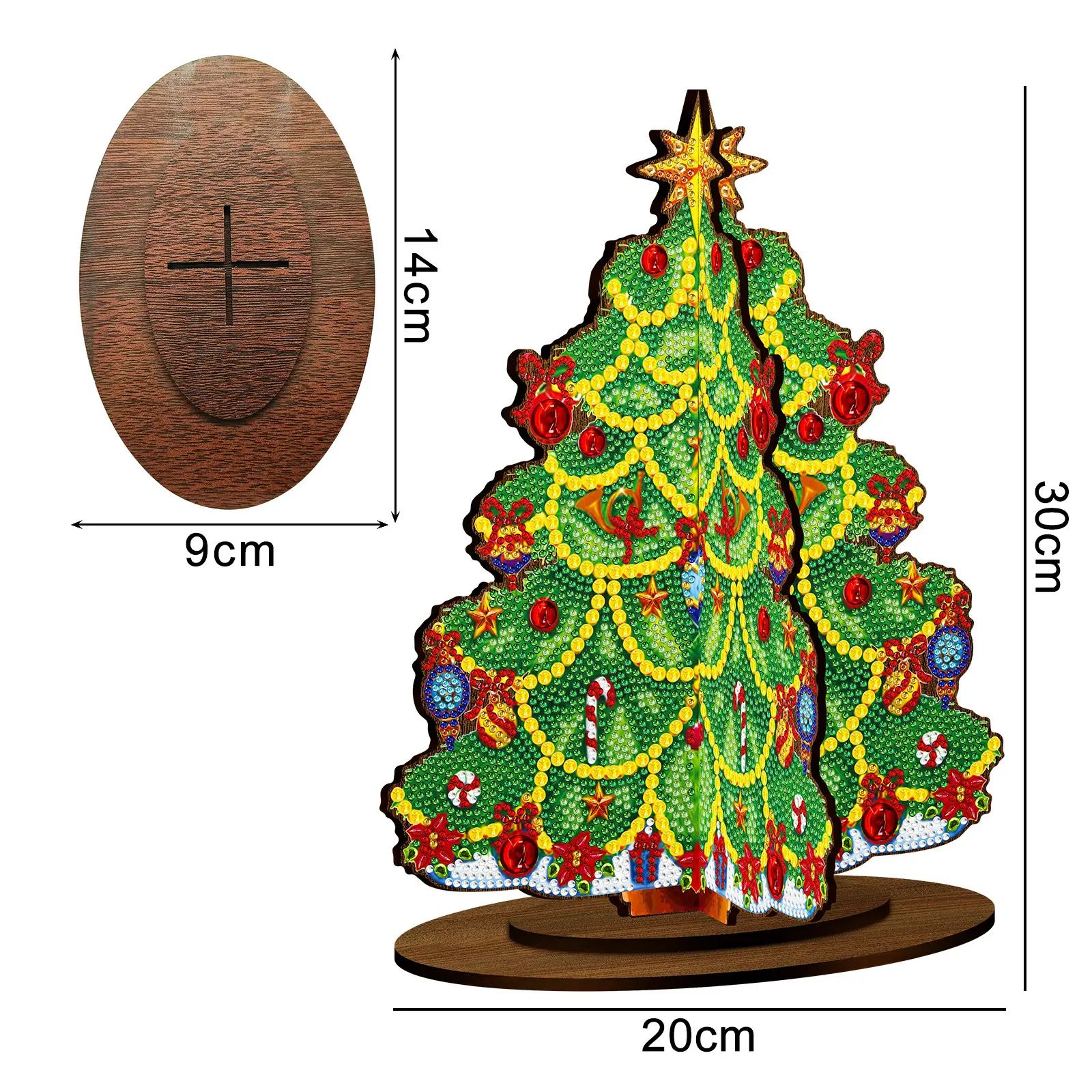 Pintura de diamante en forma especial 3D de alta calidad Diy acrílico árbol de Navidad con soporte de Decoración de mesa de diamante