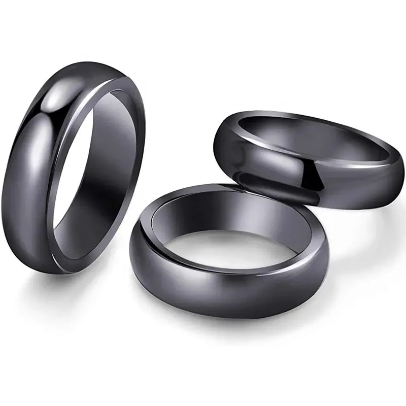 Anelli di pietra di ematite anello di coppia nero Non magnetico rilievo di ansia Unisex guarigione Chakra terapia energetica Fidget dolore gioielli regalo