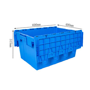 Transporte logístico Anidamiento Caja móvil de plástico Tapa adjunta Contenedores Caja Apilable Caja de almacenamiento de servicio pesado - Product Image 2
