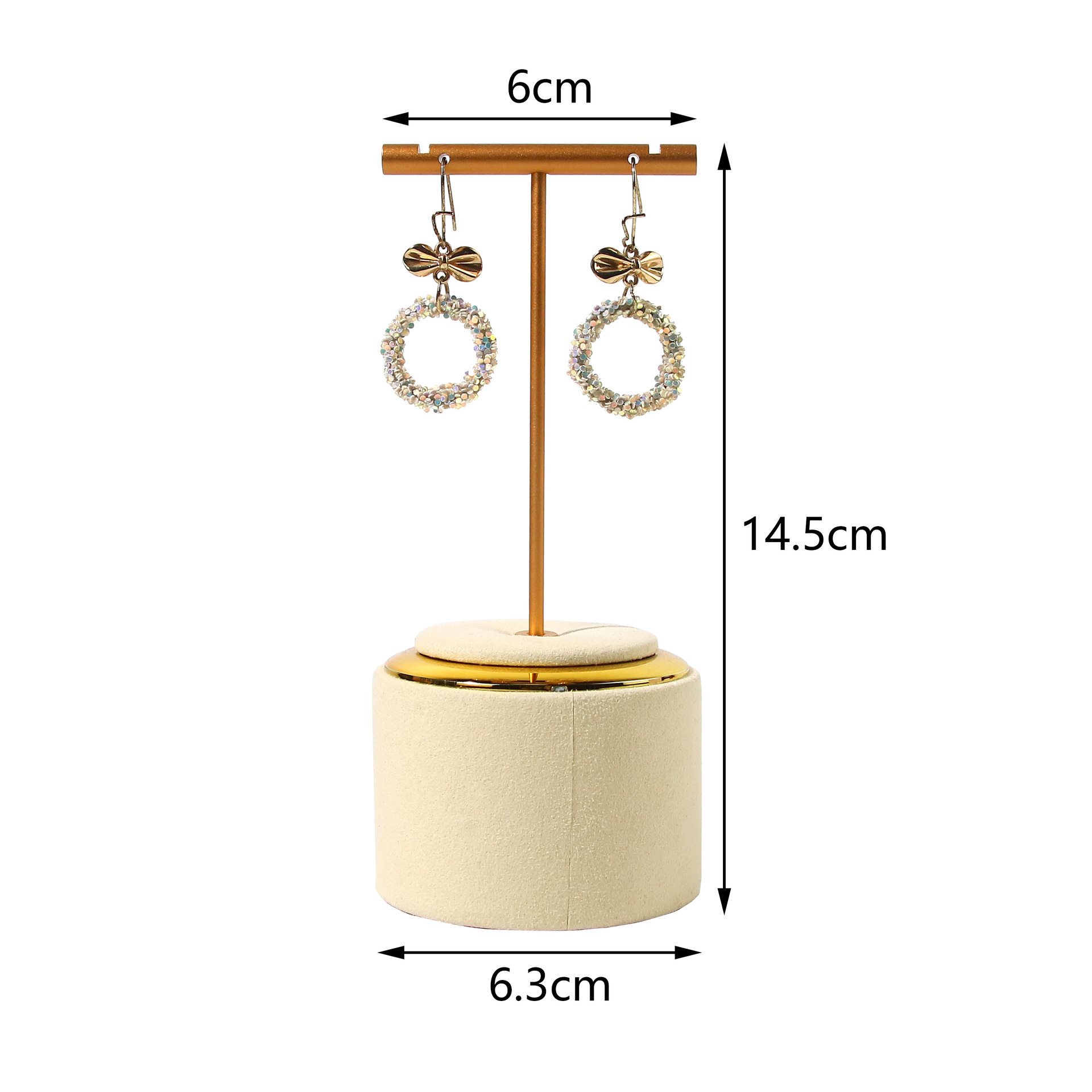 Monture de boucle d'oreille en forme de T beige