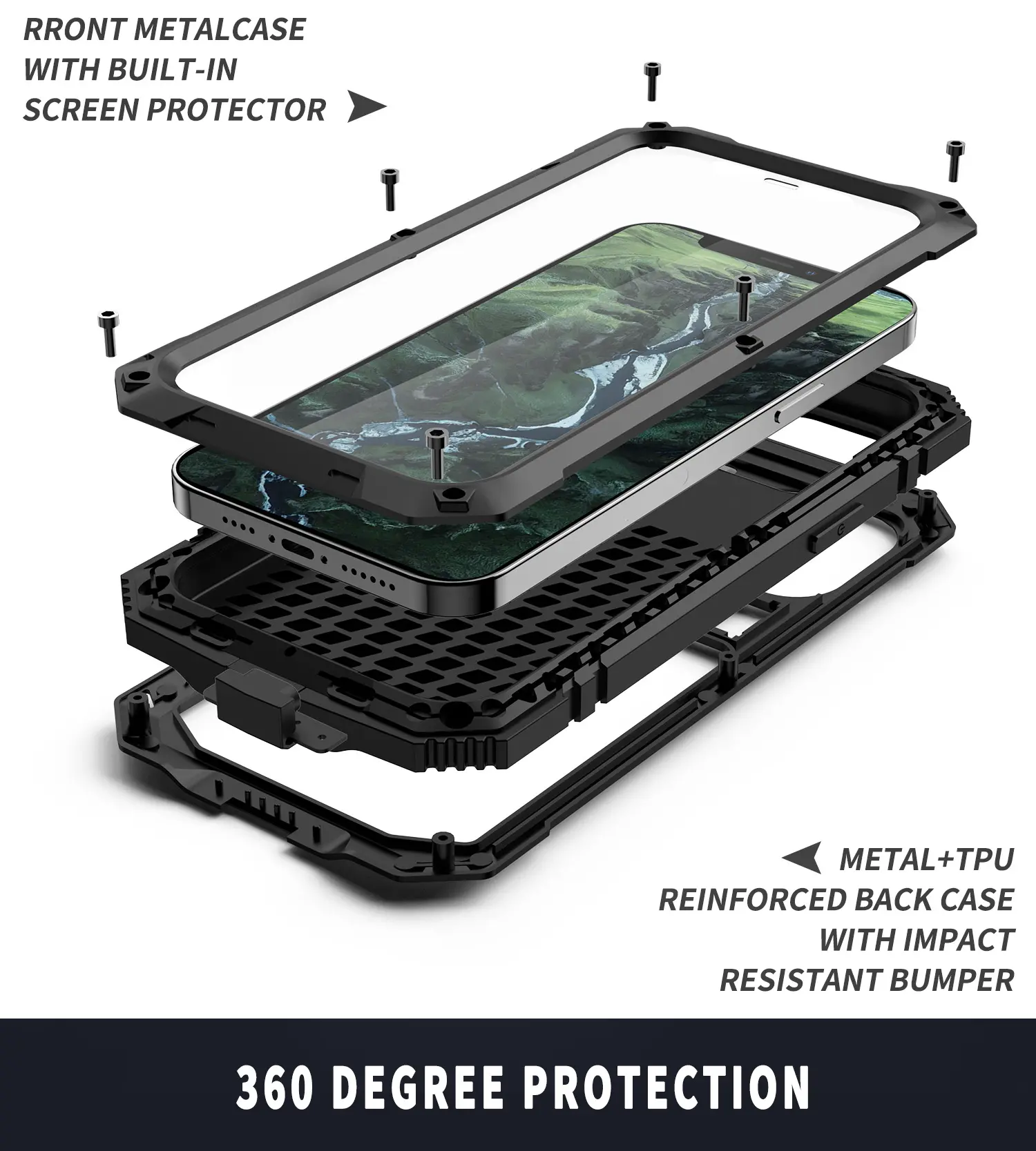 뜨거운 판매 강력한 금속 케이스 방수 케이스 알루미늄 Shockproof 스탠드 케이스 강화 유리 삼성 갤럭시 S22 울트라/플러스