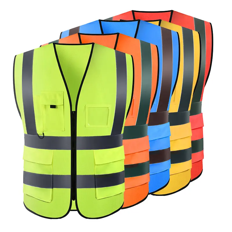 Gilet di sicurezza economia gilet Hi-Vis con cerniera maglia ANSI 2