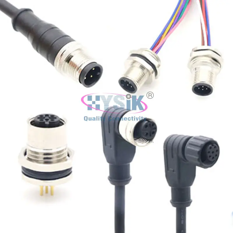 Cable impermeable personalizado M12 Pvc Pur cable macho hembra 3 4 5 6 8 12 pines montaje en Panel Sensor Circular M12 conector Cable 12 17 pines