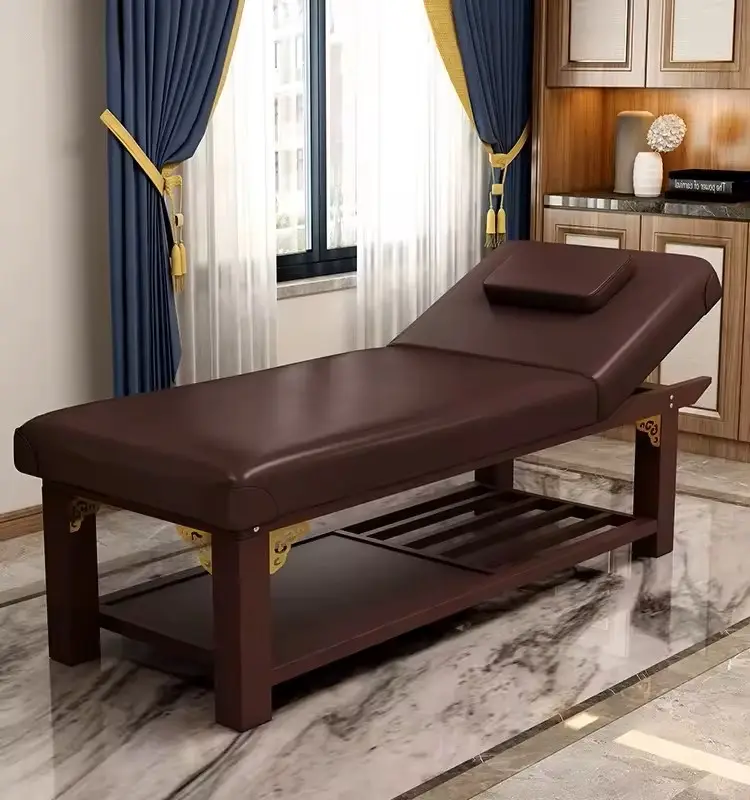 Moredesign-Mesa de masaje de salón de belleza facial plegable con marcos de madera ajustables en altura moderna muestra gratis
