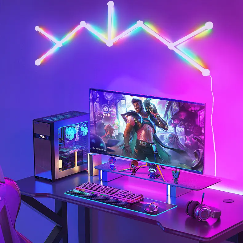 APP ไฟ Led ติดผนังควบคุมระยะไกล DIY RGB สำหรับเล่นเกม,ไฟตกแต่งผนังบ้านอัจฉริยะ RGB Led ไฟติดวันหยุด