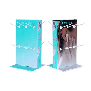 Pantalla de contador giratorio de 2 lados PDQ personalizada con gancho de clavija para accesorios digitales auriculares Bluetooth caja de gancho de cartón corrugado - Product Image 1